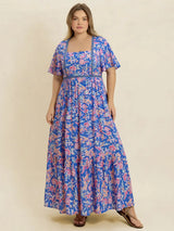 Plus Size Ruched Printed Short Sleeve Dress - Trendsi - Flyclothing LLC