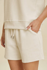Double Take Full Size Texture Round Neck Ruffle Sleeve Top and Shorts Set - Trendsi - Flyclothing LLC