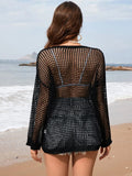 Openwork Dropped Shoulder Long Sleeve Cover-Up - Trendsi