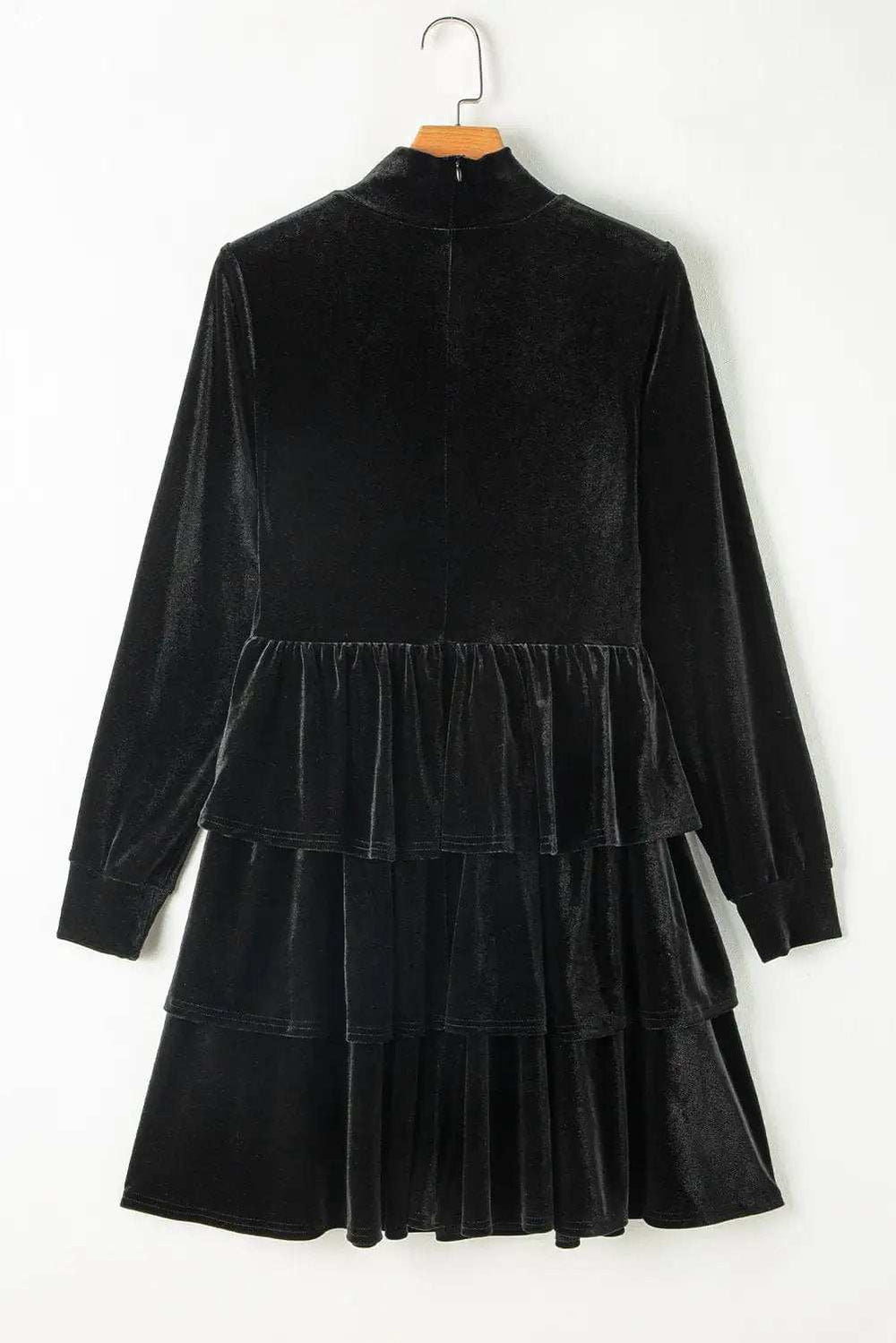 Ruffled Layered Long Sleeve Mini Dress - Trendsi - Flyclothing LLC