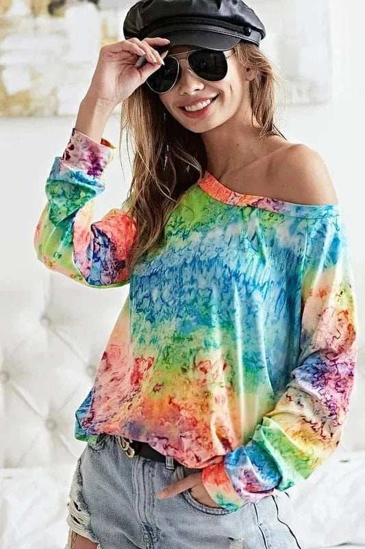 BiBi Tie Dye Soft Knit Jersey T-Shirt - Trendsi - Flyclothing LLC