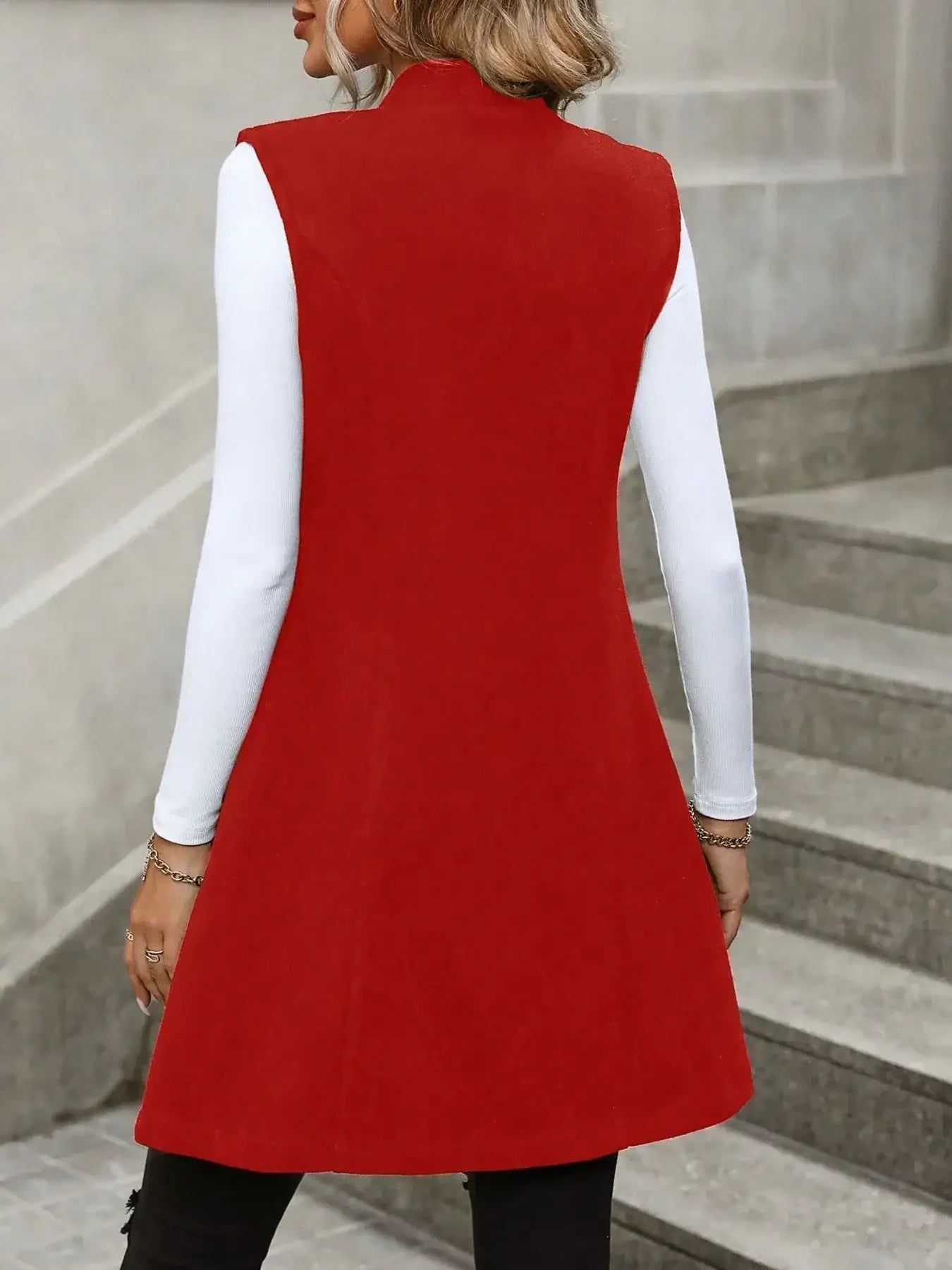Button Up Longline Vest Coat - Trendsi - Flyclothing LLC