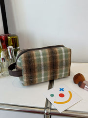 Contrast Plaid Clutch with Zipper - Trendsi