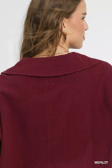 Umgee Linen Long Sleeves Elastic Hem Blouse - Trendsi - Flyclothing LLC