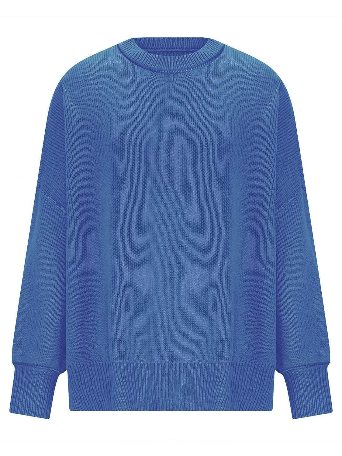 Round Neck Long Sleeve Sweater - Trendsi - Flyclothing LLC