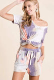 BiBi Tie Dye Terry Shorts with Drawstring - Trendsi - Flyclothing LLC
