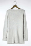 Side Slit Boat Neck Long Sleeve Sweater - Trendsi - Flyclothing LLC