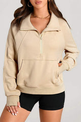 Half Zip Long Sleeve Sweatshirt - Trendsi - Flyclothing LLC