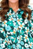 Printed Collared Neck Lantern Sleeve Mini Dress - Trendsi - Flyclothing LLC