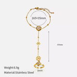 18K Gold-Plated Clover Charm Hand Chain Bracelet - Trendsi - Flyclothing LLC