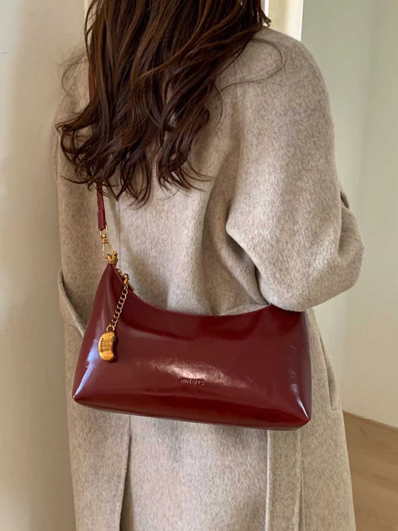 Chain Charm Leather Shoulder Bag - Trendsi - Flyclothing LLC