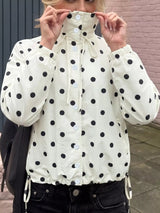 Polka Dot Stand-Collar Casual Jacket - Trendsi - Flyclothing LLC