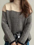 Contrast Turtleneck Long Sleeve Sweater - Trendsi - Flyclothing LLC