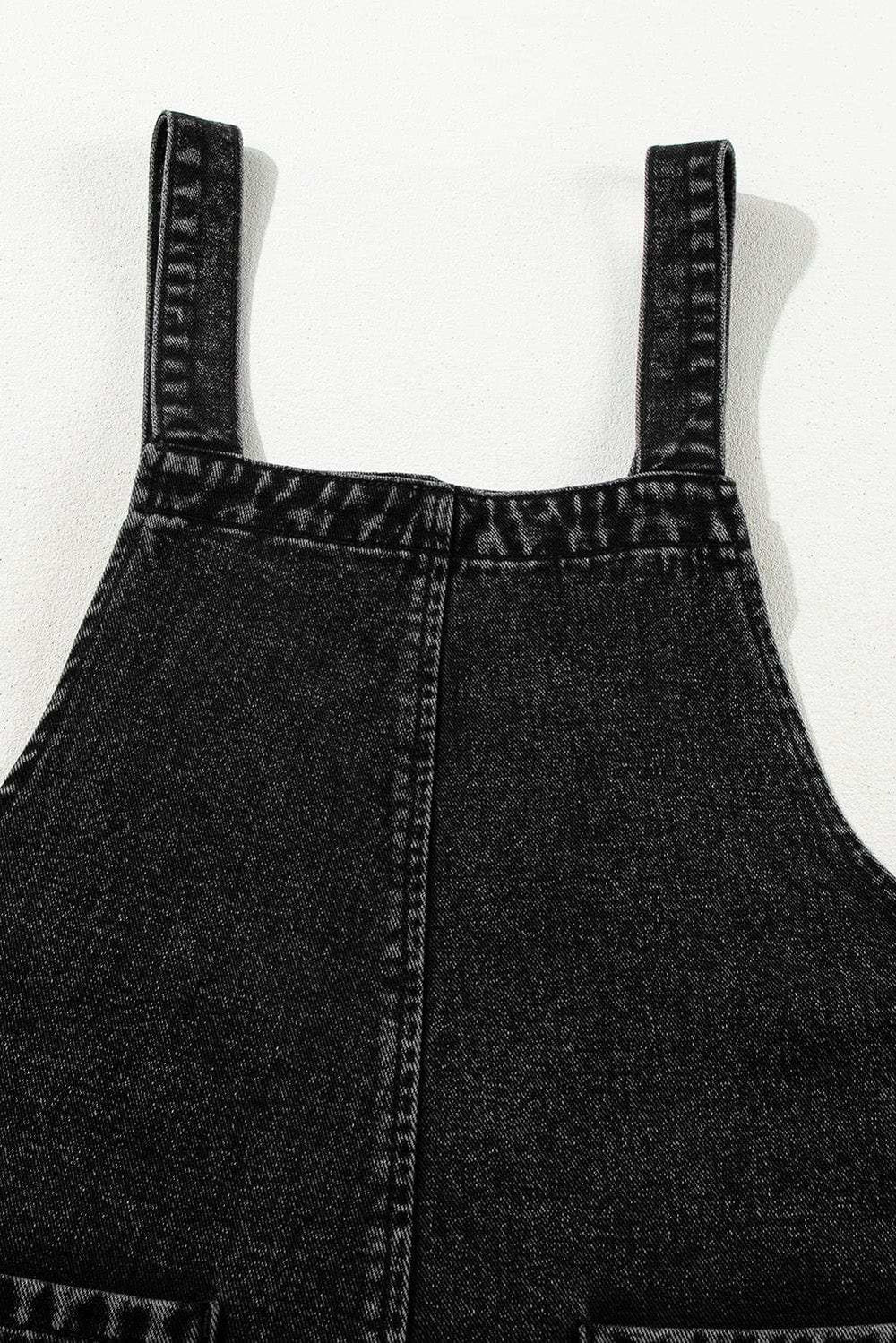 Distressed Wide Strap Denim Overalls - Trendsi - Flyclothing LLC