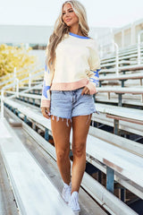 Star Contrast Round Neck Long Sleeve Sweatshirt - Trendsi - Flyclothing LLC