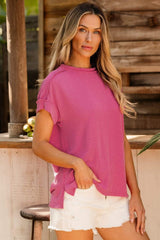 Exposed Seam Round Neck Short Sleeve T-Shirt - Trendsi - Flyclothing LLC