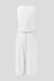 Round Neck Top and Wide Leg Pants Set - Trendsi