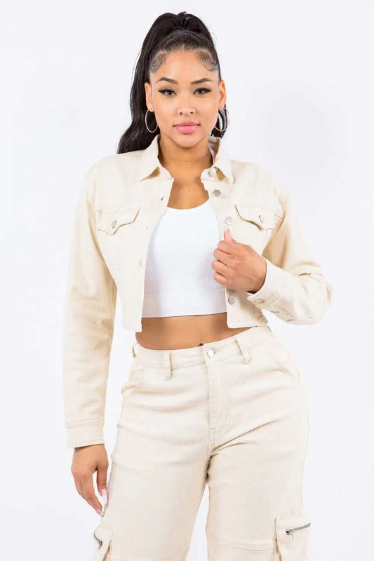 American Bazi Laced Back Cropped Jacket - Trendsi - Flyclothing LLC