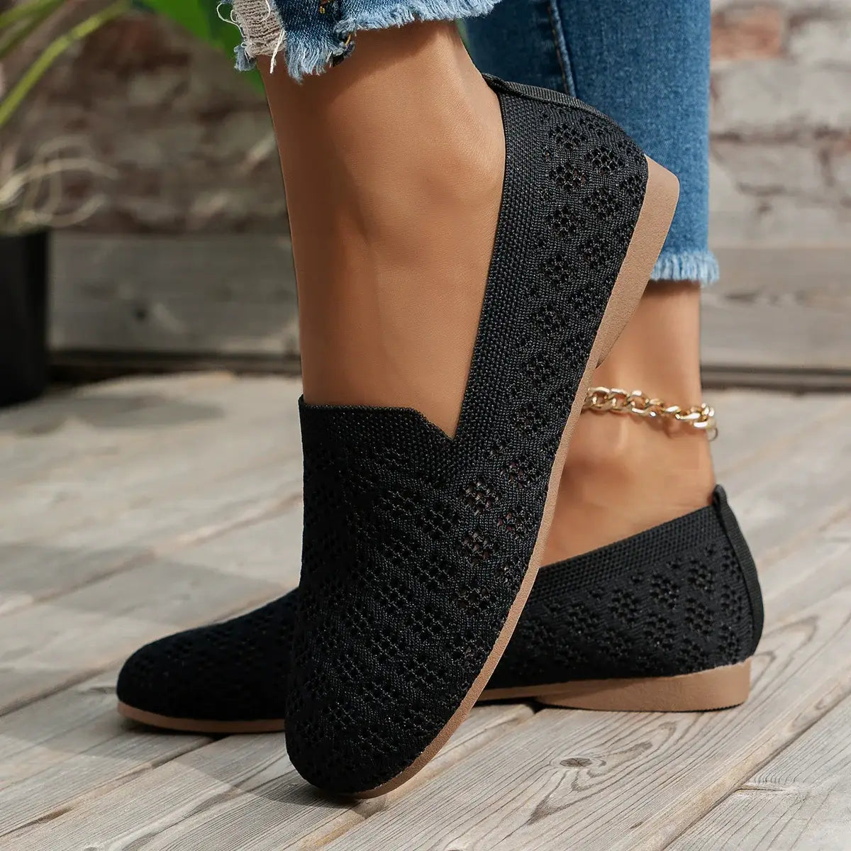 Mesh Round Toe Flat Slip-Ons - Trendsi - Flyclothing LLC