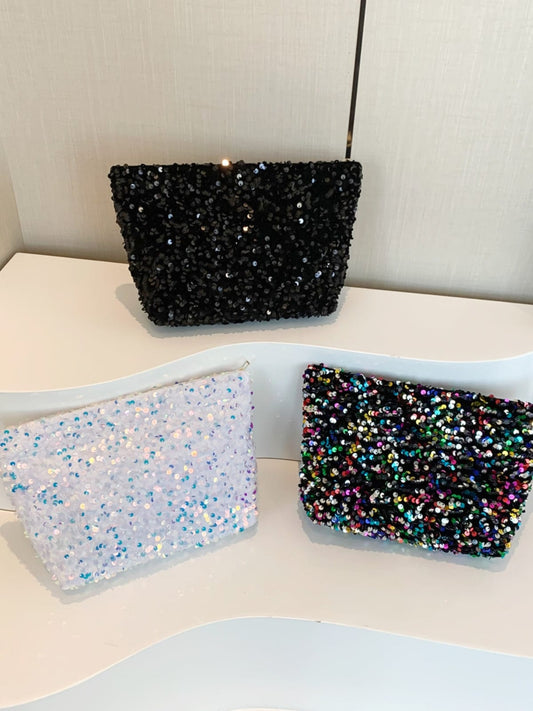 Sequin Clutch with Zipper - Trendsi