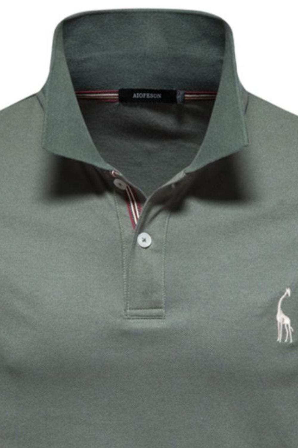 Men's Giraffe Embroidered Short Sleeve Polo - Trendsi - Flyclothing LLC