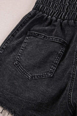 High Waist Raw Hem Denim Shorts - Trendsi - Flyclothing LLC