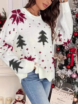 Christmas Tree Pattern Round Neck Sweater - Trendsi - Flyclothing LLC