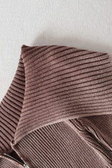 Double Take Ribbed Off-Shoulder Zip Up Long Sleeve Cardigan - Trendsi - Flyclothing LLC