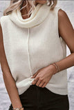 Central Seam Turtleneck Sleeveless Sweater Vest - Trendsi - Flyclothing LLC
