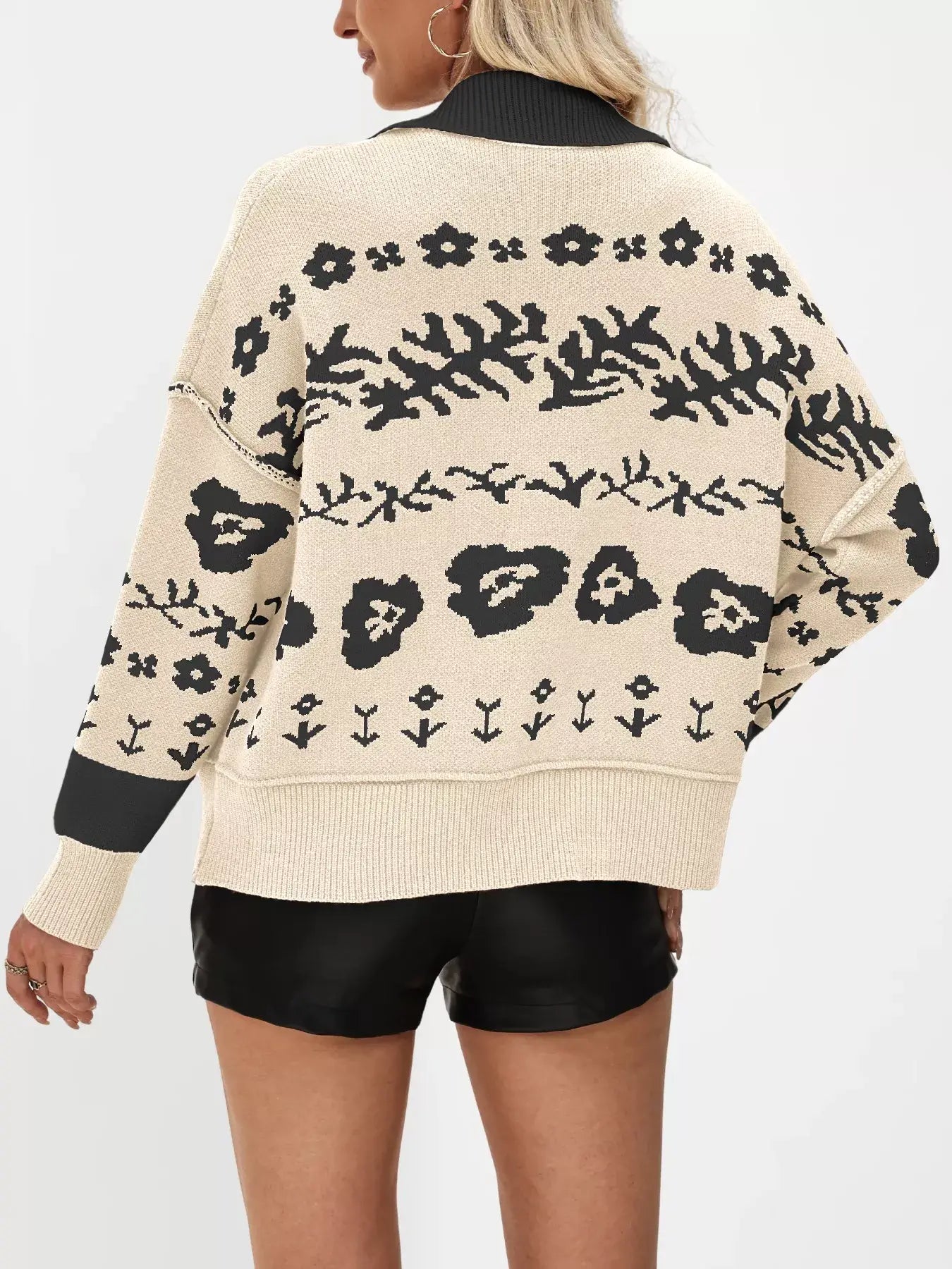 Floral Pattern Button-Down Cardigan - Trendsi - Flyclothing LLC
