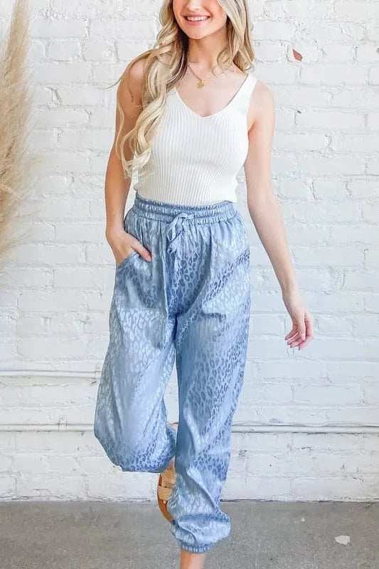 And The Why Satin Leopard Print Joggers - Trendsi - Flyclothing LLC