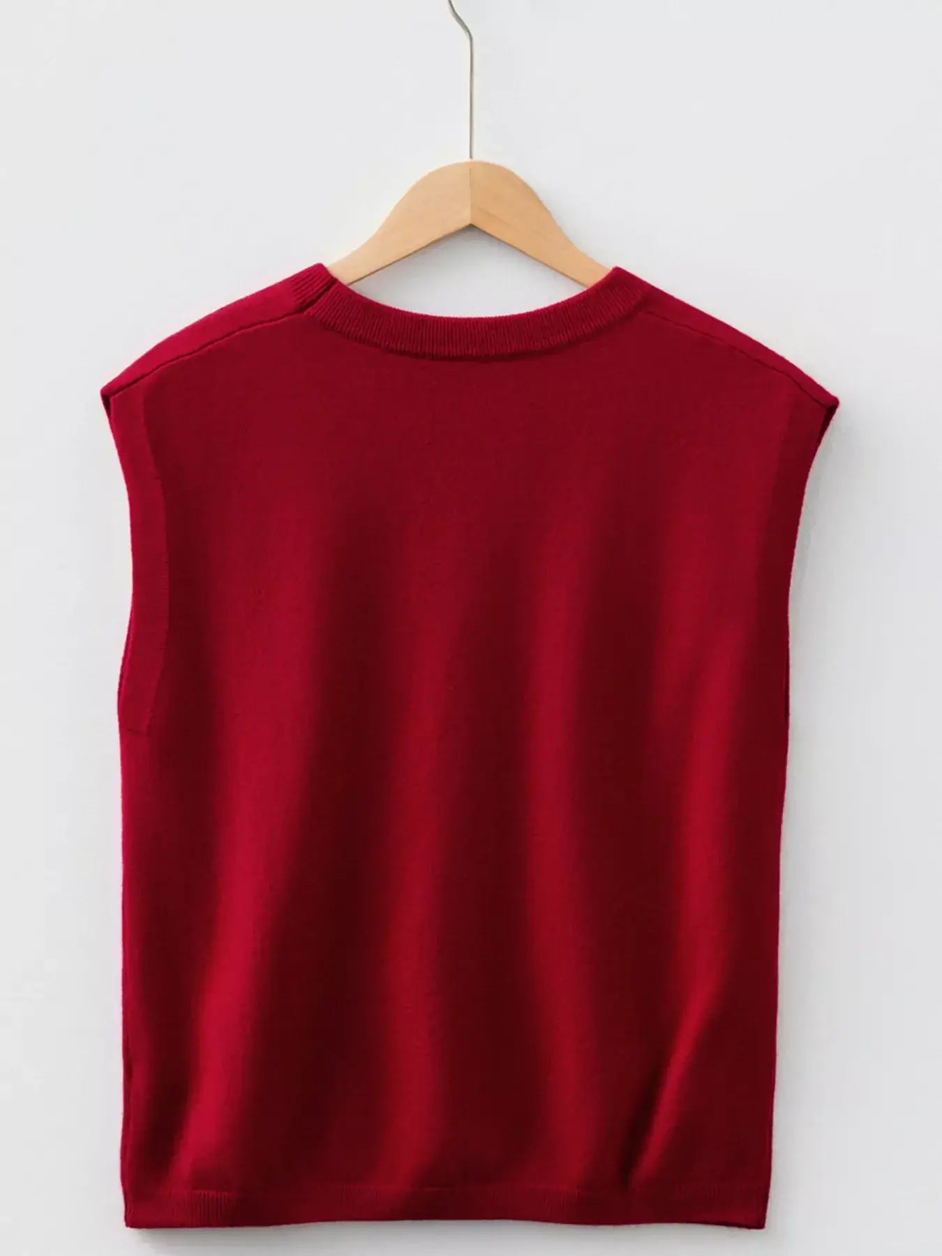 Solid Color Crew Neck Knit Cap Sleeve Sweater - Trendsi - Flyclothing LLC