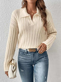 Johnny Collar Long Sleeve Sweater - Trendsi - Flyclothing LLC
