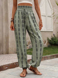 Tied Printed High Waist Pants - Trendsi - Flyclothing LLC