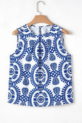 Printed Crew Neck Sleeveless Top - Trendsi - Flyclothing LLC