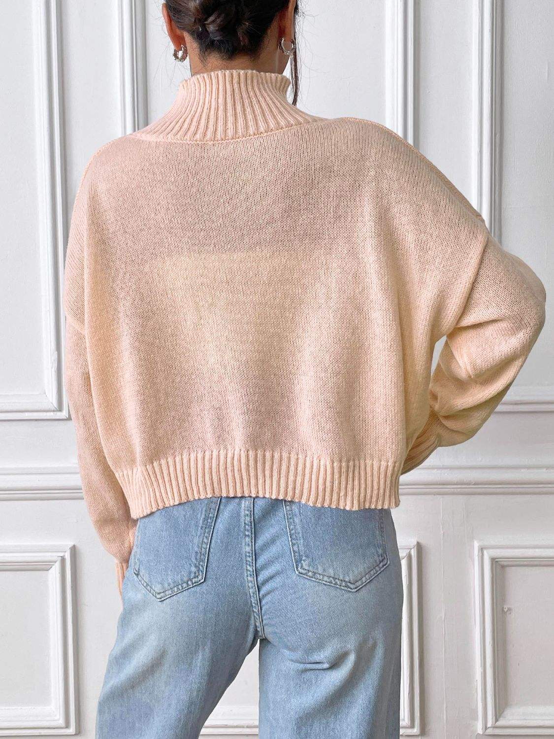 Flower Turtleneck Long Sleeve Sweater - Trendsi - Flyclothing LLC