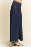 Davi & Dani Patch Pocket Wide Leg Culotte Jeans - Trendsi