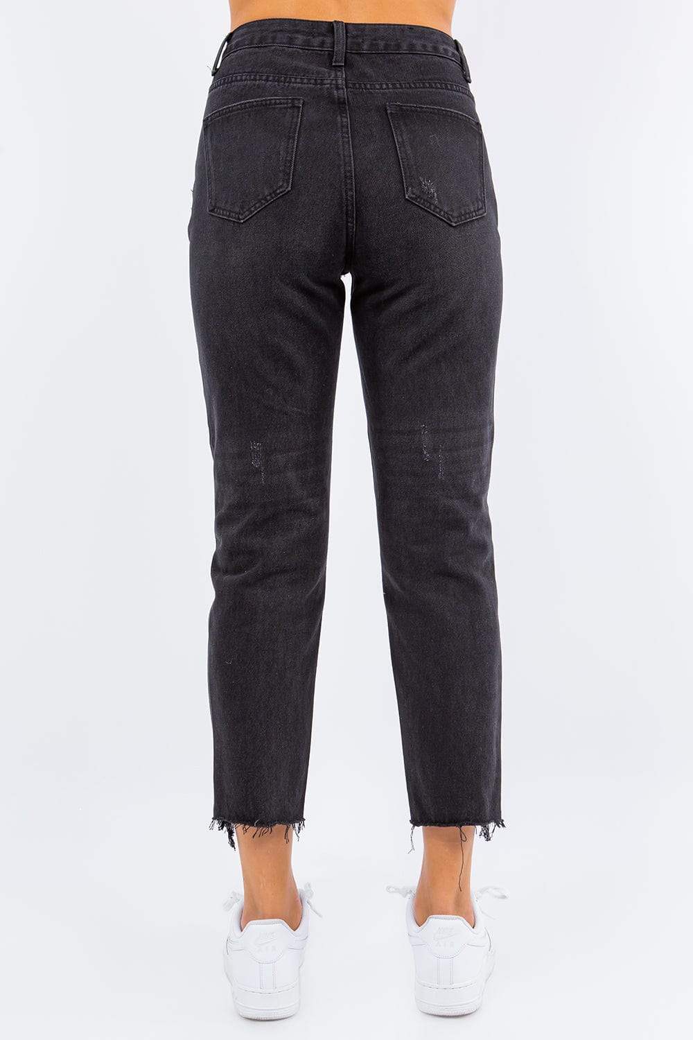 American Bazi High Waist Distressed Cropped Straight Jeans - Trendsi - Flyclothing LLC