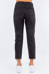 American Bazi High Waist Distressed Cropped Straight Jeans - Trendsi - Flyclothing LLC
