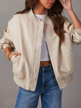 Zip Up Long Sleeve Jacket - Trendsi - Flyclothing LLC