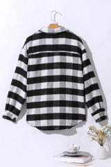Plaid Button Up Long Sleeve Jacket - Trendsi - Flyclothing LLC