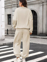 Zip-Up Long Sleeve Top and Pants Set - Trendsi - Flyclothing LLC