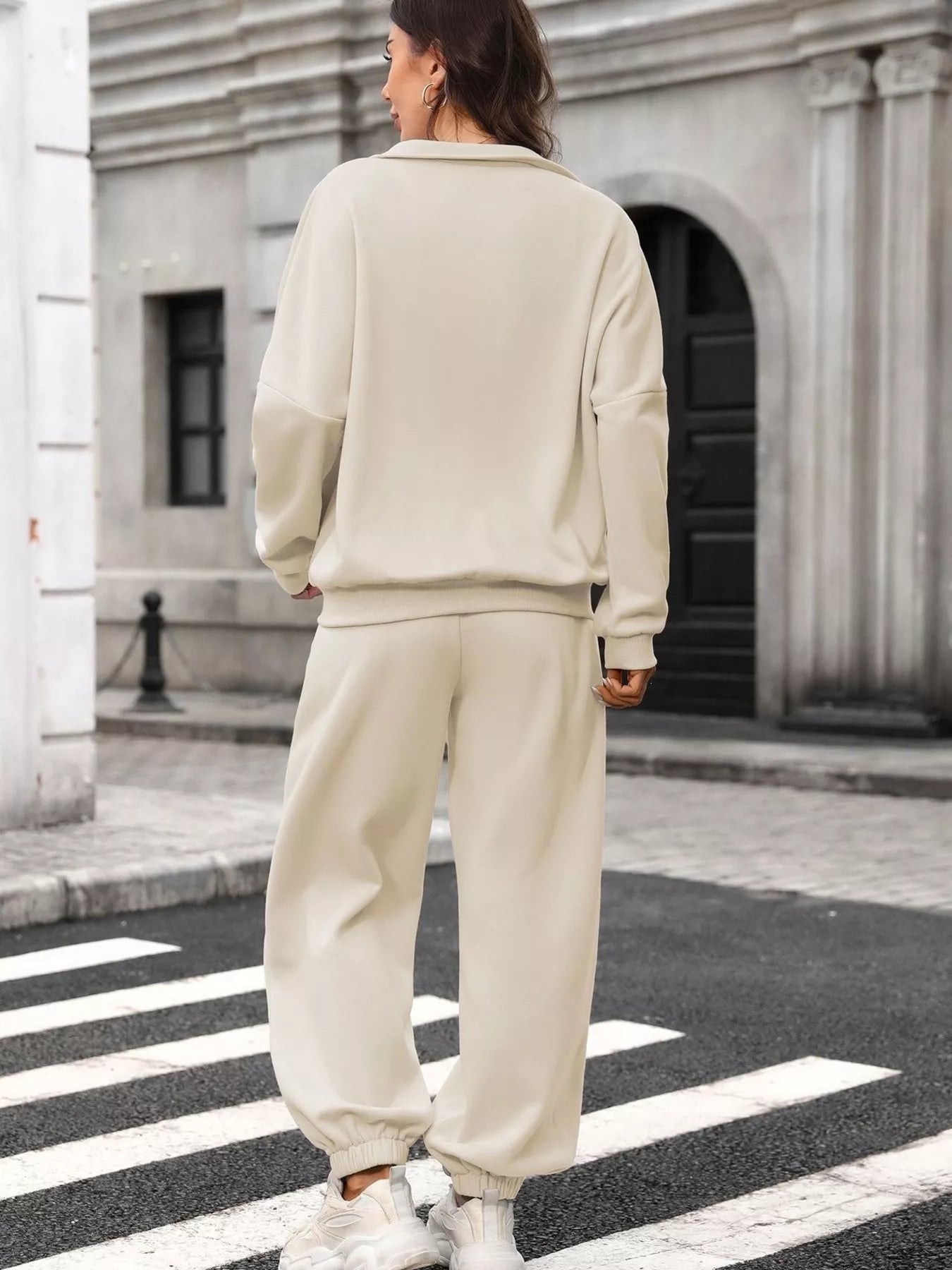 Zip-Up Long Sleeve Top and Pants Set - Trendsi - Flyclothing LLC