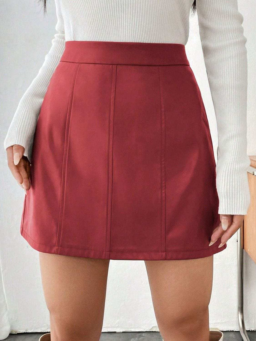 Mini Skirt with Zipper - Trendsi - Flyclothing LLC