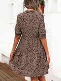 Printed Notched Half Sleeve Dress - Trendsi