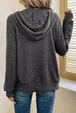 Drawstring Zip Up Long Sleeve Hooded Jacket - Trendsi - Flyclothing LLC