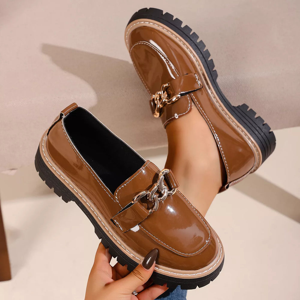 Chain Decor Chunky Loafers - Trendsi - Flyclothing LLC