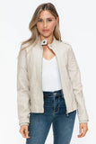 Snobbish PU Leather Biker Jacket with Side Zip Pockets - Trendsi