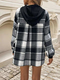 Devine Drawstring Plaid Long Sleeve Hoodie - Trendsi - Flyclothing LLC