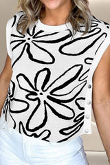 Graphic Round Neck Sweater Vest - Trendsi - Flyclothing LLC